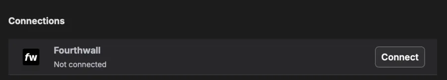 The Connections section in Meld Studio settings with the Fourthwall Connect button