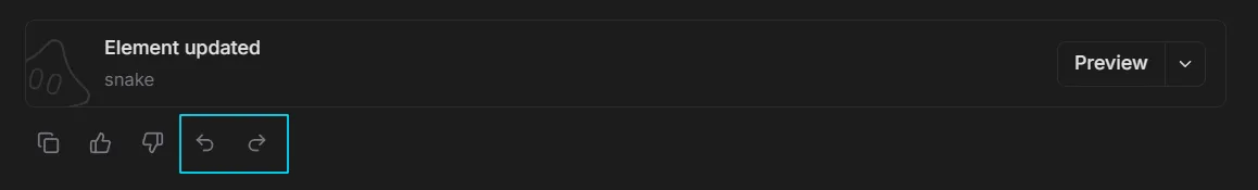 Undo and redo restore arrows beneath a Meld Spark message