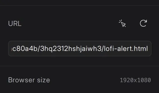 URL field in the Inspector with the circular Reload button on the right.