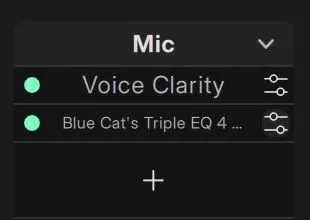 Blue Cat Triple EQ in the Mic audio effects rack, below Voice Clarity.