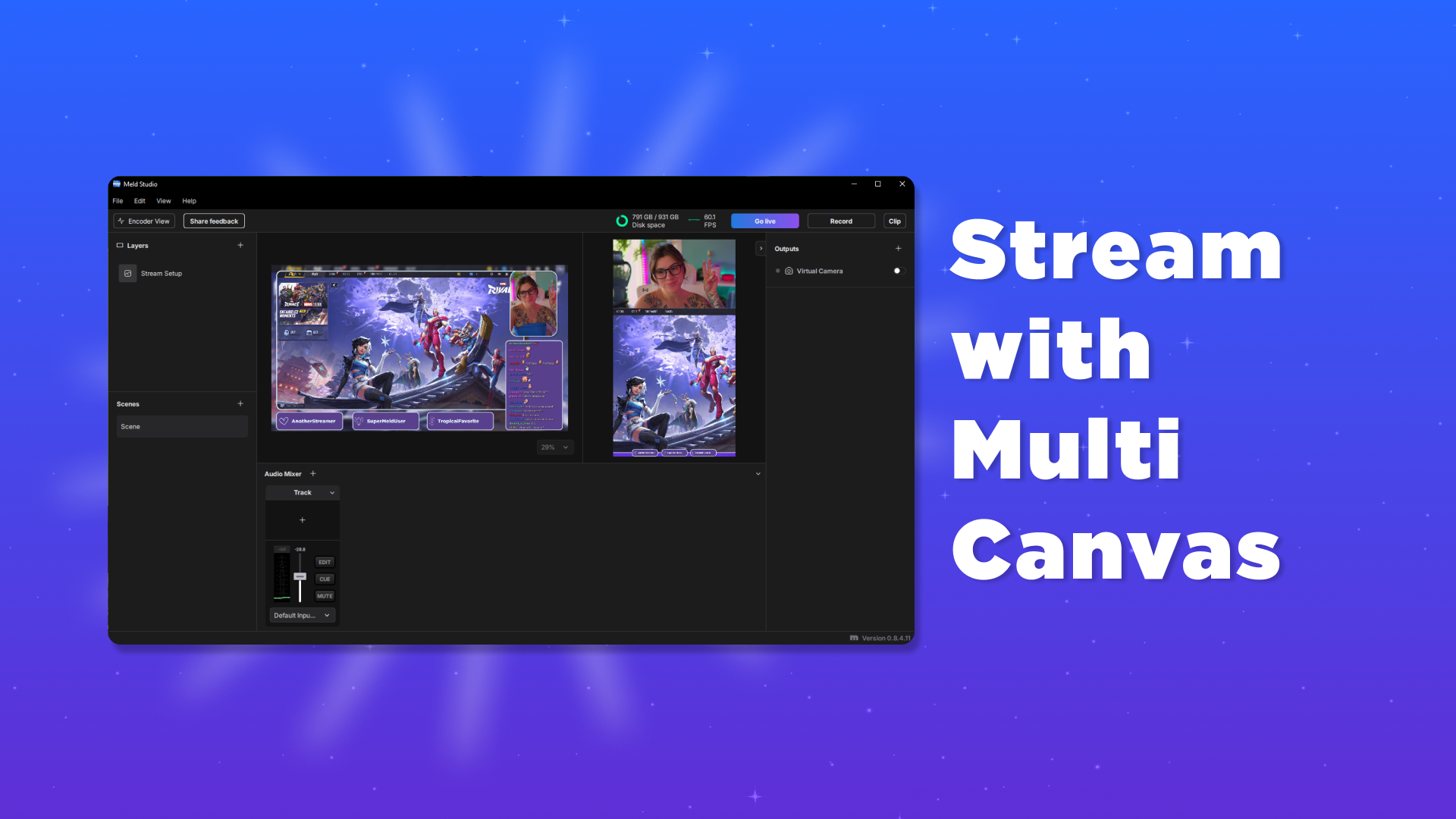 Go Live on Twitch and TikTok with Multi-Canvas in Meld Studio