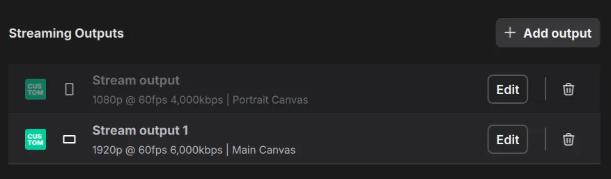 Disabled Output in Settings