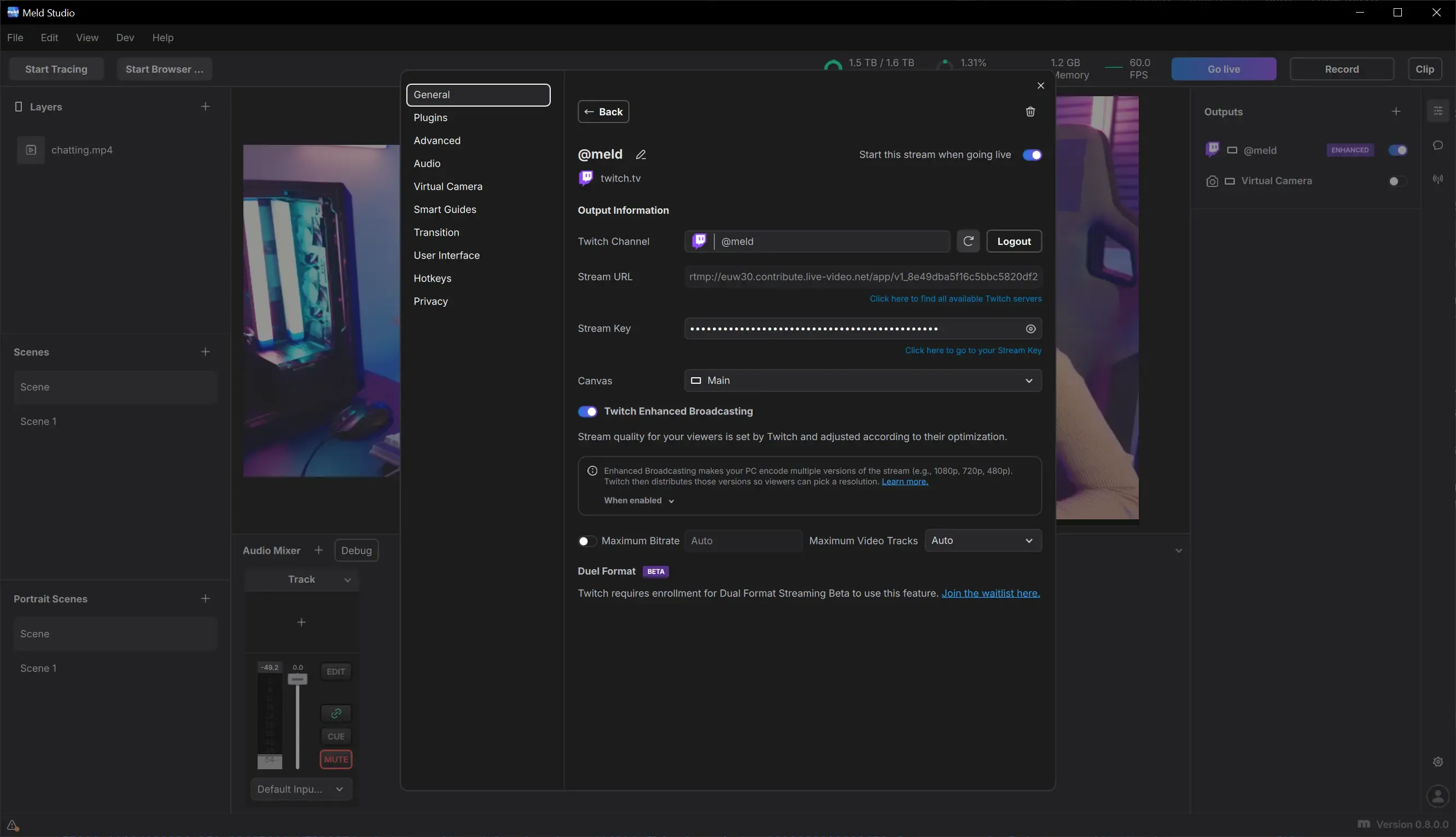 Twitch Output Settings