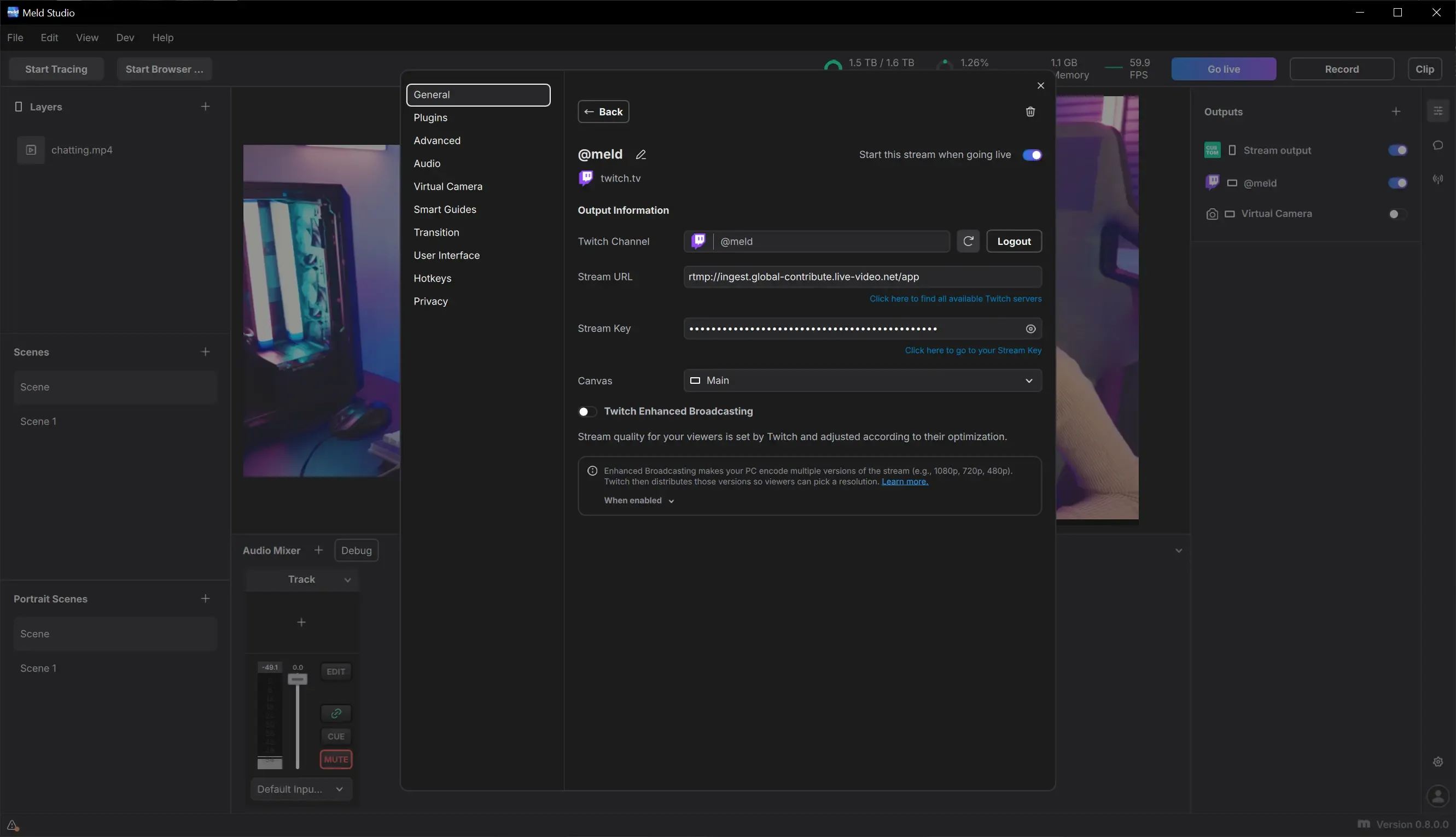 Twitch Output Settings