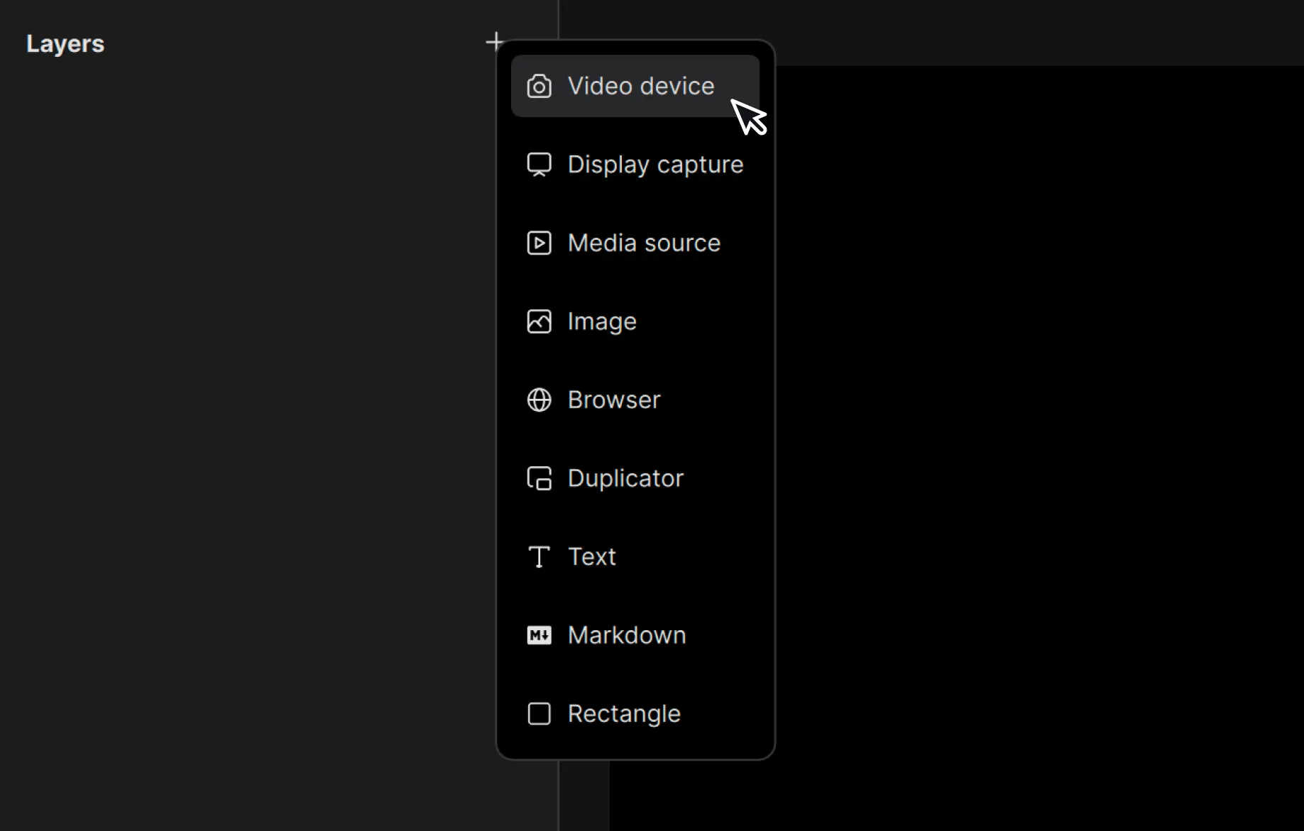 Layers context menu