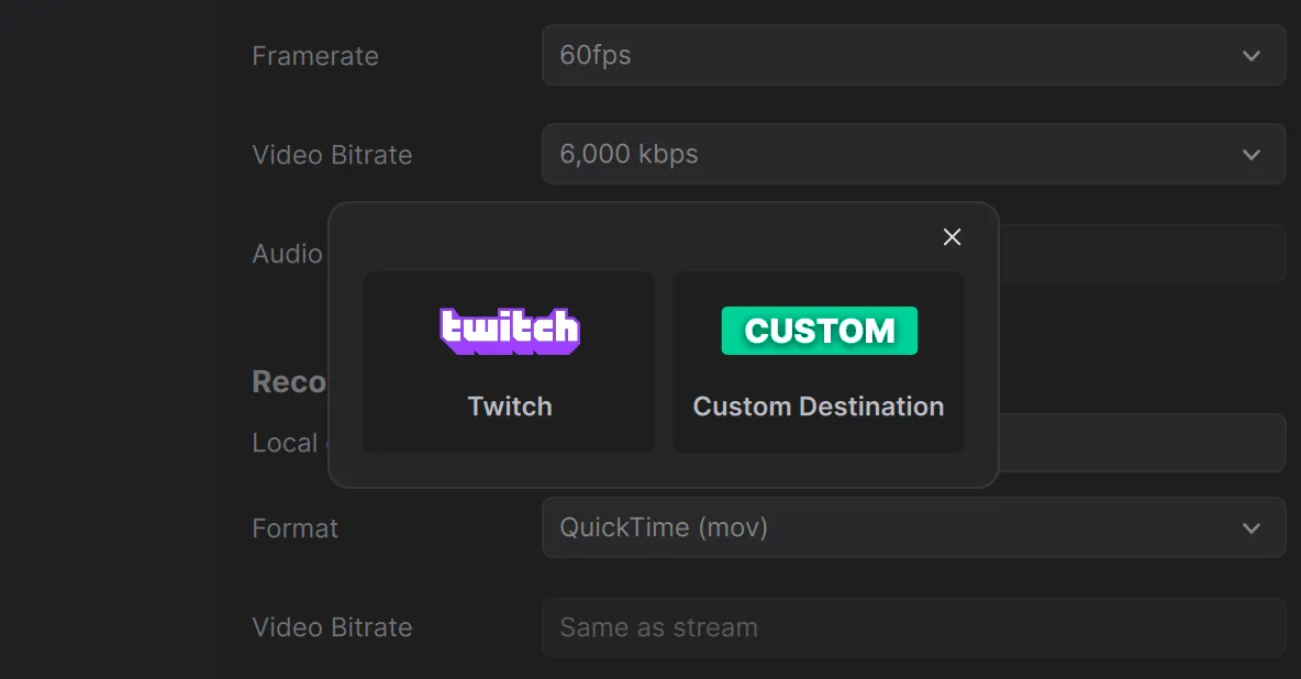 Output options dialog