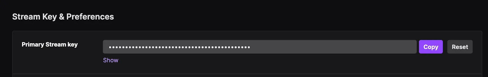 Twitch Stream Key Field