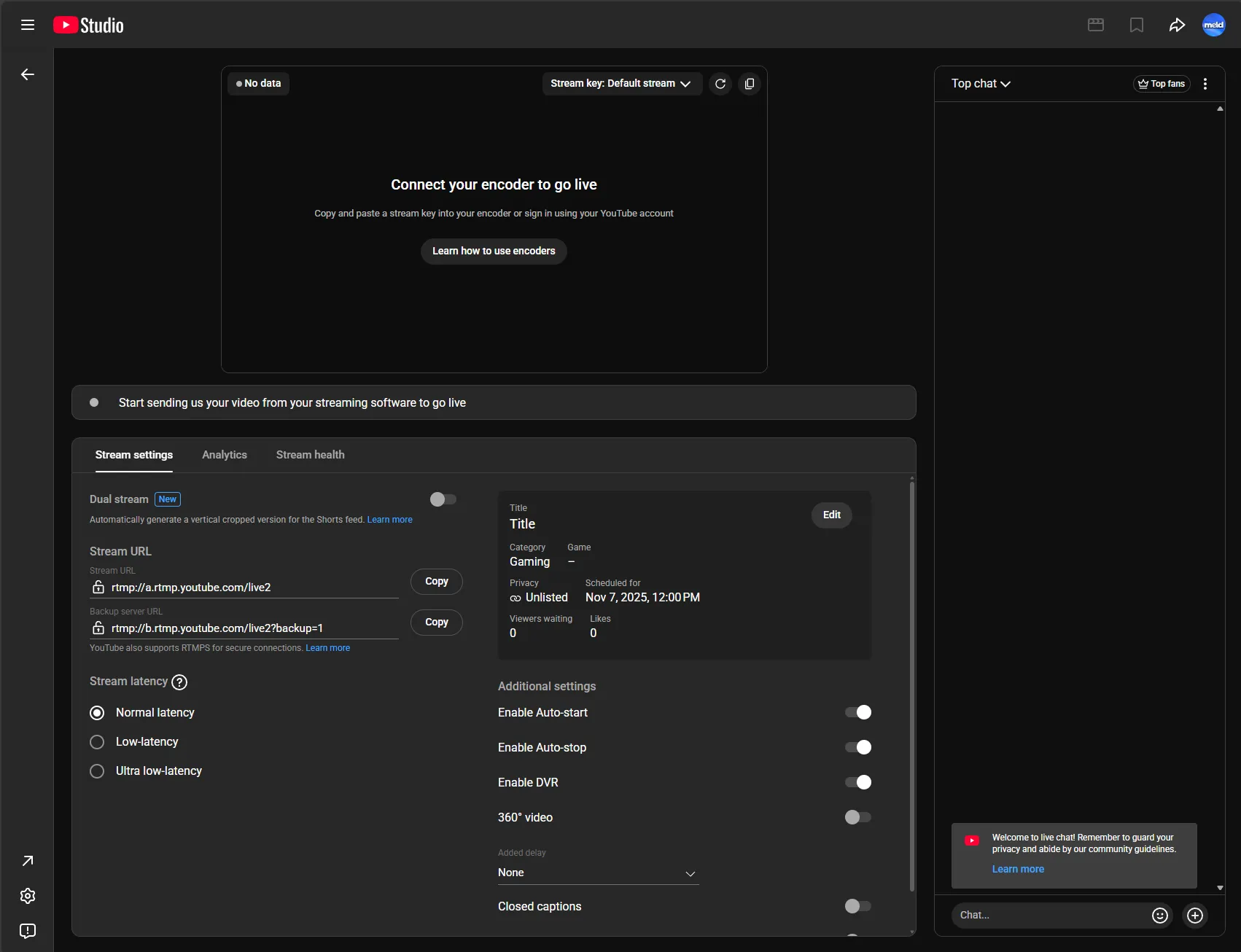 YouTube Live Control Room